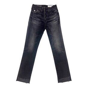AG Black Gray Jeans Adriano Goldschmied High Rise Straight Crop Isabelle 24 R